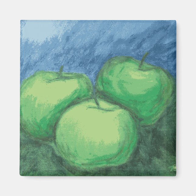 Green Apples in Oil Pastels Magnet (Front)
