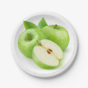 Green apples paper plate