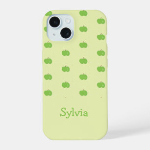 Green apples pattern monogram iPhone 15 case