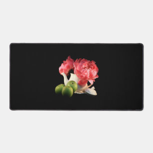Green Apples Pink Peonies Photo Desk Mat