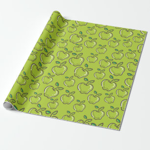 Green Apples Retro Pattern Wrapping Paper