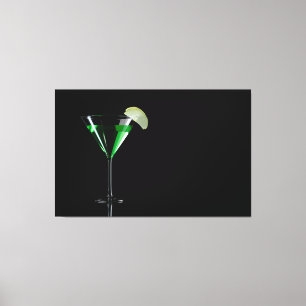 Green appletini cocktail with apple canvas print