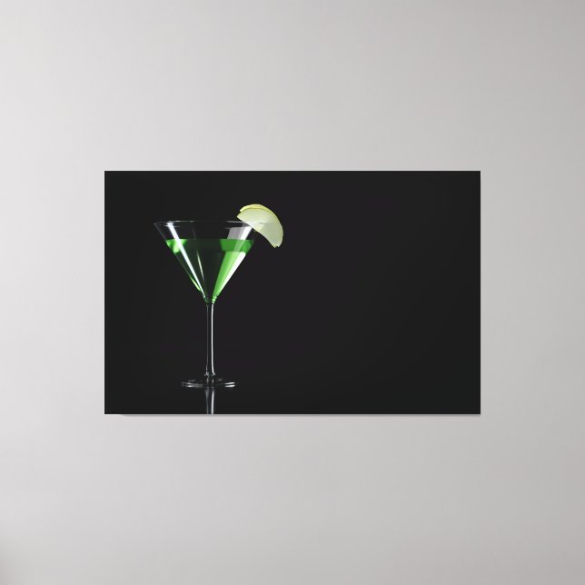 Green appletini cocktail with apple canvas print (Front)