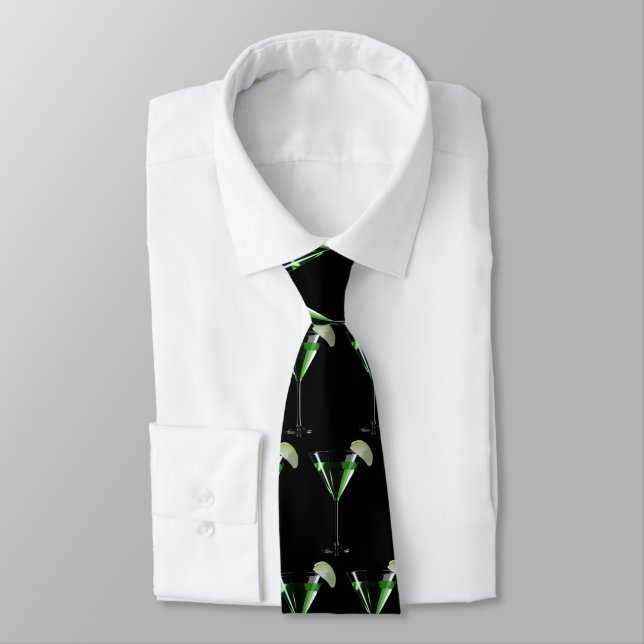 Green appletini cocktail with apple fun tie (Tied)