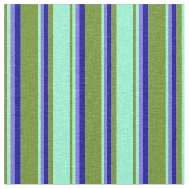 Green, Aquamarine, Medium Slate Blue & Dark Blue Fabric (Close Up)