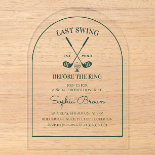 Green Arch Golf Bridal Shower Acrylic Invitations