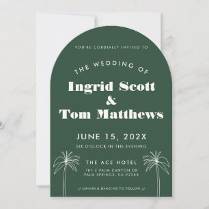 Green Arched Minimalist Tropics Wedding Invitation