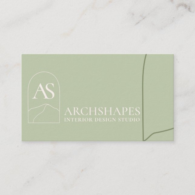 Green Architecture Geometry Interior Design Business Card (Front)