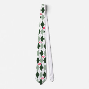 Green Argyle and Kisses Tie