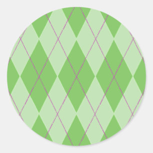 Green Argyle Classic Round Sticker