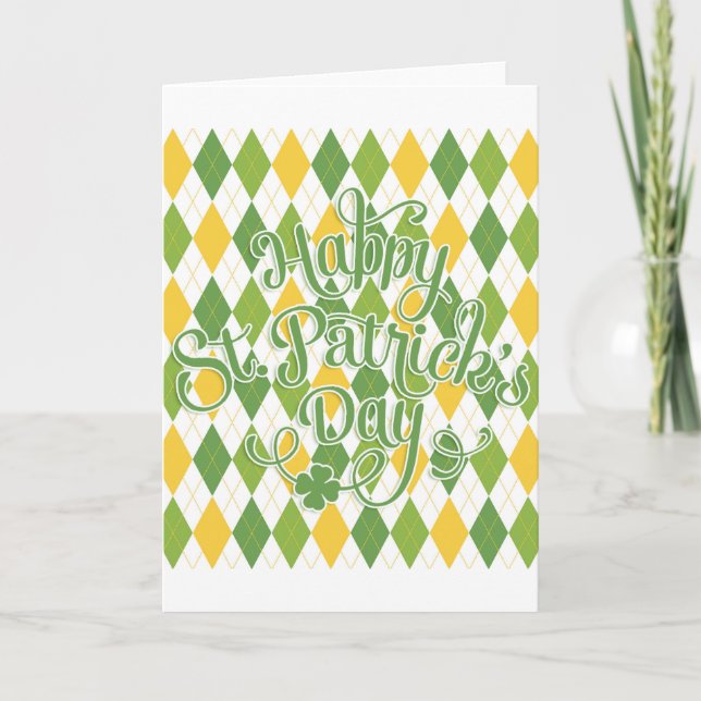 Green Argyle - Happy St. Patrick's Day Card (Front)