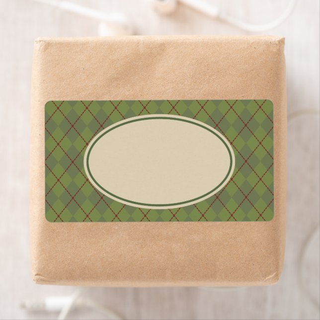 Green Argyle Holiday Labels (Insitu)