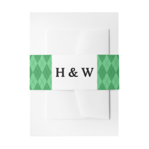 Green Argyle Invitation Belly Band
