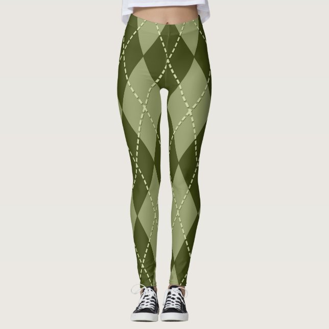 Green Argyle  Leggings (Front)