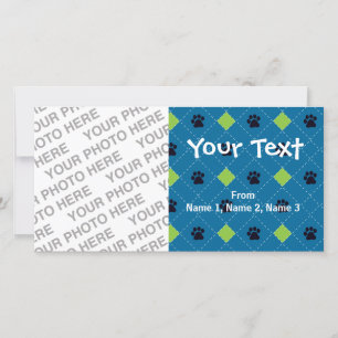 Green Argyle Paw Prints