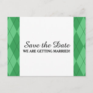 Green Argyle Save the Date Postcard