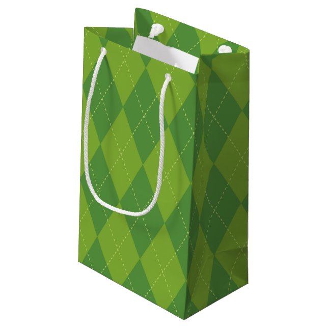 Green Argyle Small Gift Bag (Back Angled)
