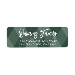 Green Argyle Tartan Plaid Family Return Address