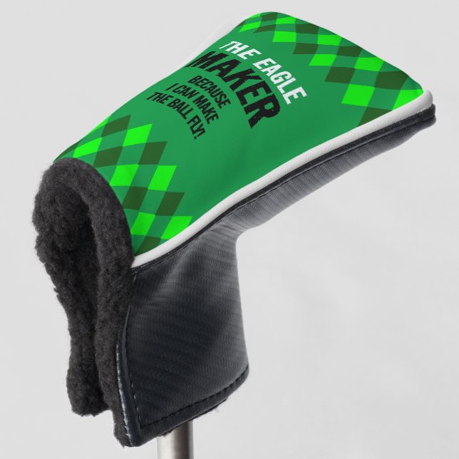 Green Argyle The Eagle Maker Golf Head Cover (3/4 Front)