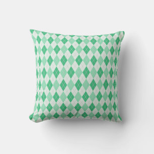 Green Argyle Throw Pillow