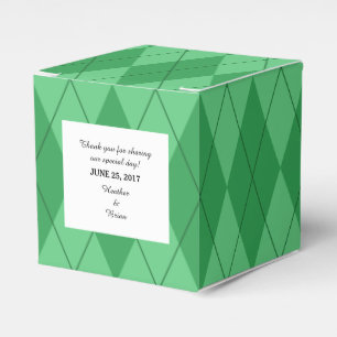 Green Argyle Wedding Favour Boxes