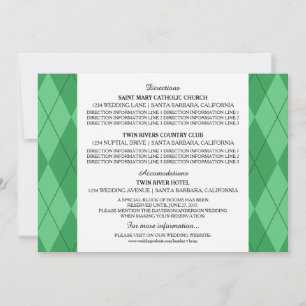 Green Argyle Wedding Information Card