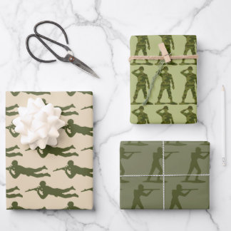 Green Army Action Men Trio Wrapping Paper Sheet
