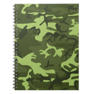 Green army camouflage design spiral notebook