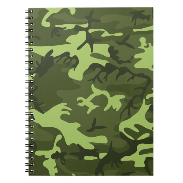 Green army camouflage design spiral notebook (Front)