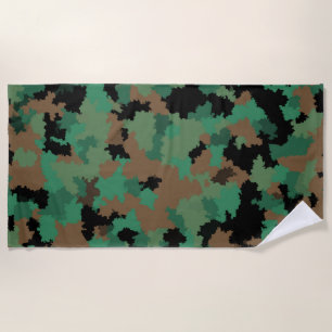 Green Army Jungle Camouflage Pattern Design  Beach Towel
