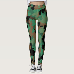 Green Army Jungle Camouflage Pattern Design  Leggings