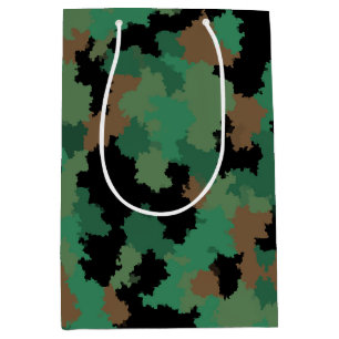 Green Army Jungle Camouflage Pattern Design Medium Gift Bag