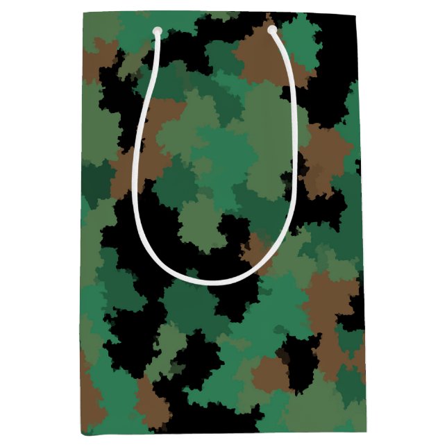 Green Army Jungle Camouflage Pattern Design  Medium Gift Bag (Front)