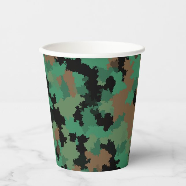 Green Army Jungle Camouflage Pattern Design  Paper Cups (Front)
