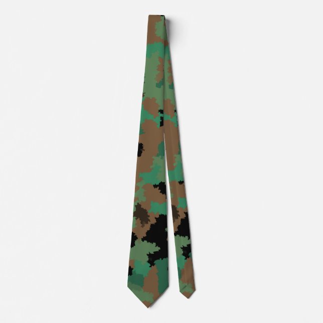 Green Army Jungle Camouflage Pattern Design  Tie (Front)