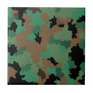 Green Army Jungle Camouflage Pattern Design Tile
