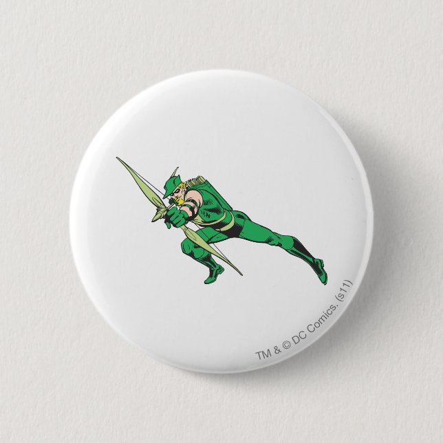 Green Arrow Crouches 6 Cm Round Badge (Front)