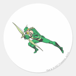 Green Arrow Crouches Classic Round Sticker
