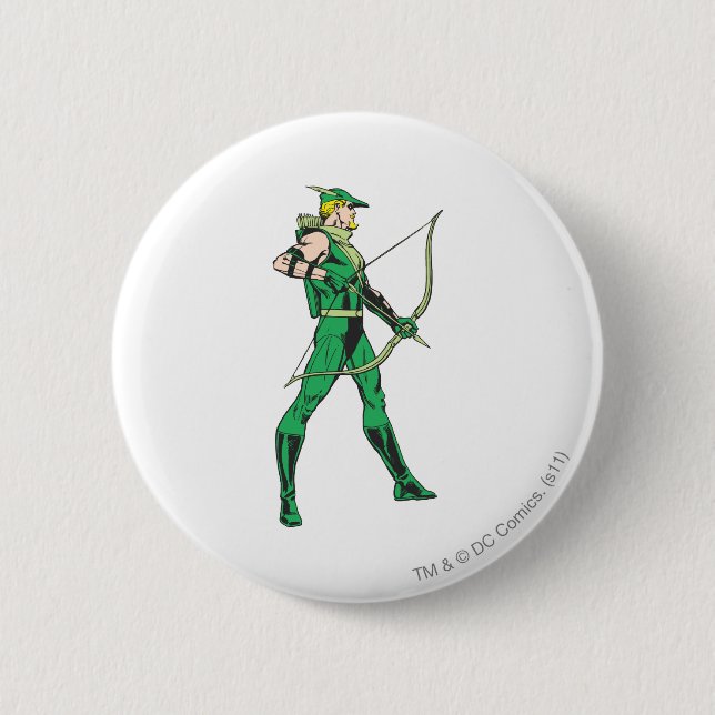 Green Arrow Profile 6 Cm Round Badge (Front)