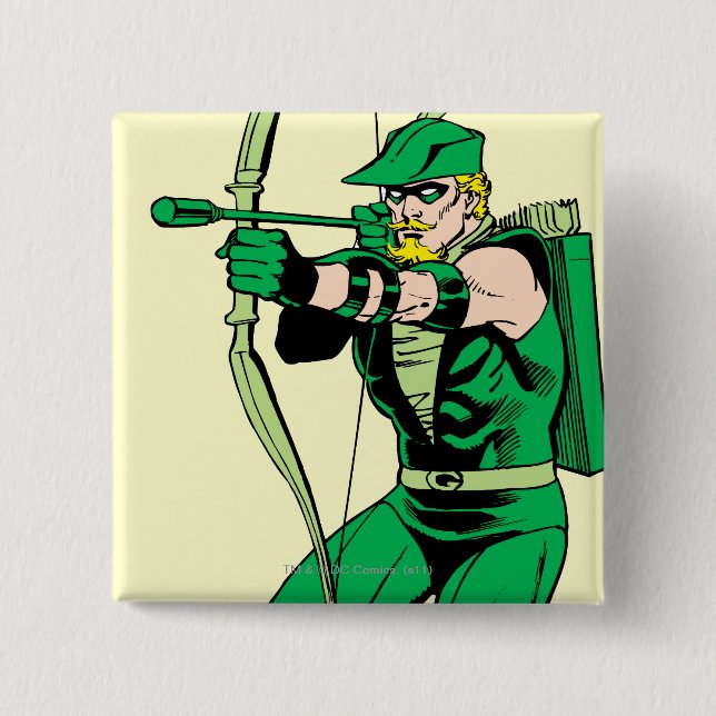 Green Arrow Shooting Arrow 15 Cm Square Badge (Front)