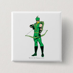 Green Arrow Standing with Bow 15 Cm Square Badge