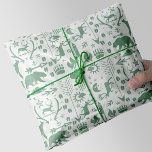 Green Arrows Deer Bears and Clouds Pattern Tissue Paper<br><div class="desc">Green Fox Arrows Deer Bears and Clouds Pattern</div>