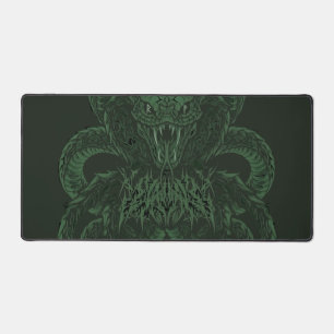Green Art Deco Cobra Ornamental Symmetrical Snak Desk Mat