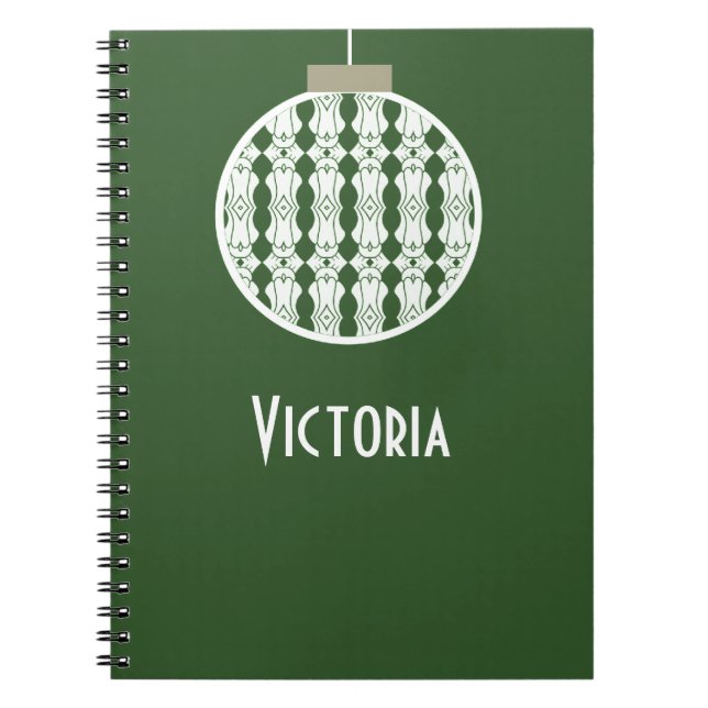 Green Art Deco Ornament Notebook (Front)