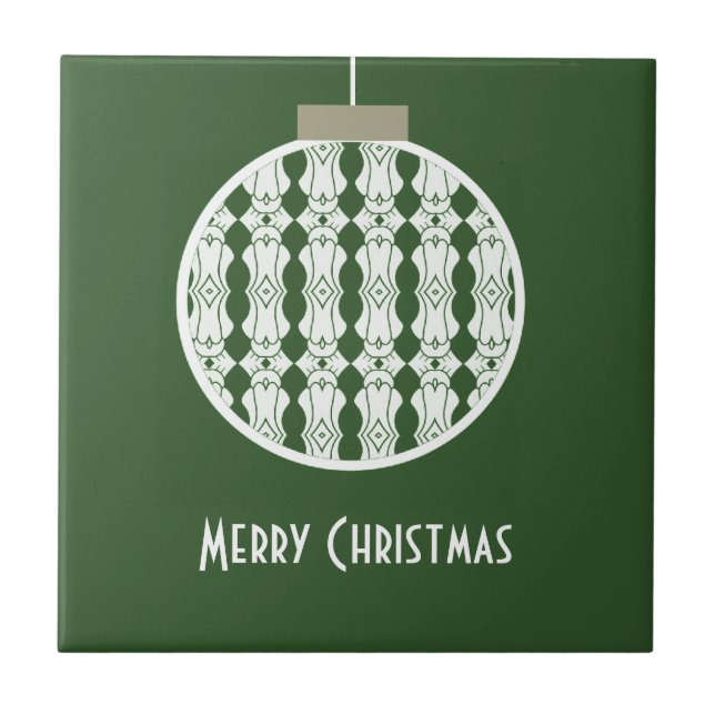 Green Art Deco Ornament Tile (Front)