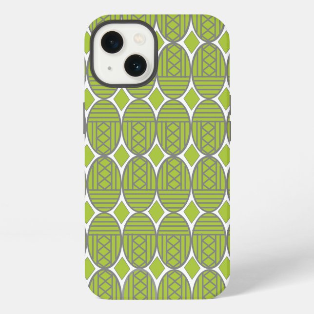 Green Art Deco Ovals  iPhone Case (Back)