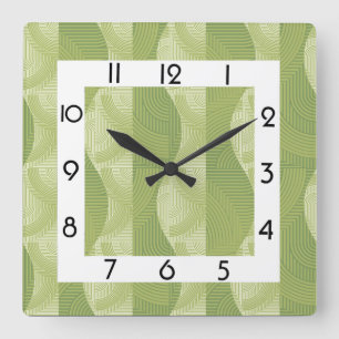 Green art deco square wall clock