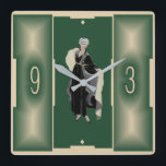 Green Art Deco Square Wall Clock<br><div class="desc">Great clock design.You will love it like others. Be free to use this design for other product you like or to customise and add your text. Follow me for more. Thank you. Have a nice day.</div>