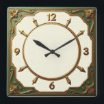 Green Art Deco Square Wall Clock<br><div class="desc">Great clock design. You will love it like others. Be free to use this design for other product you like or to customise and add your text. Follow me for more. Thank you. Have a nice day.</div>