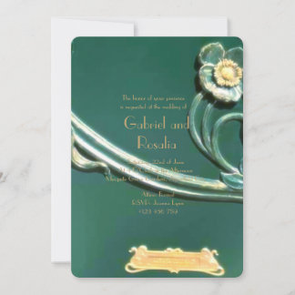 Green,art nouveau, belle epoque,wood work,vintage, save the date